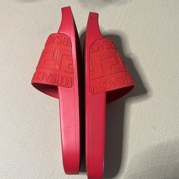 Versace Greca Print Red Slides Flip Flops Size 42 - Picture 5 of 9